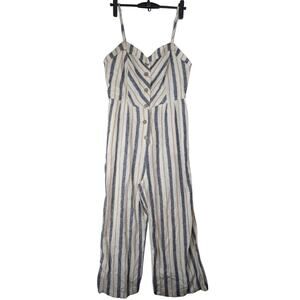 Love Tree Linen Stripped Jumpsuit Wide Leg Sleeveless Women’s Size Large USED